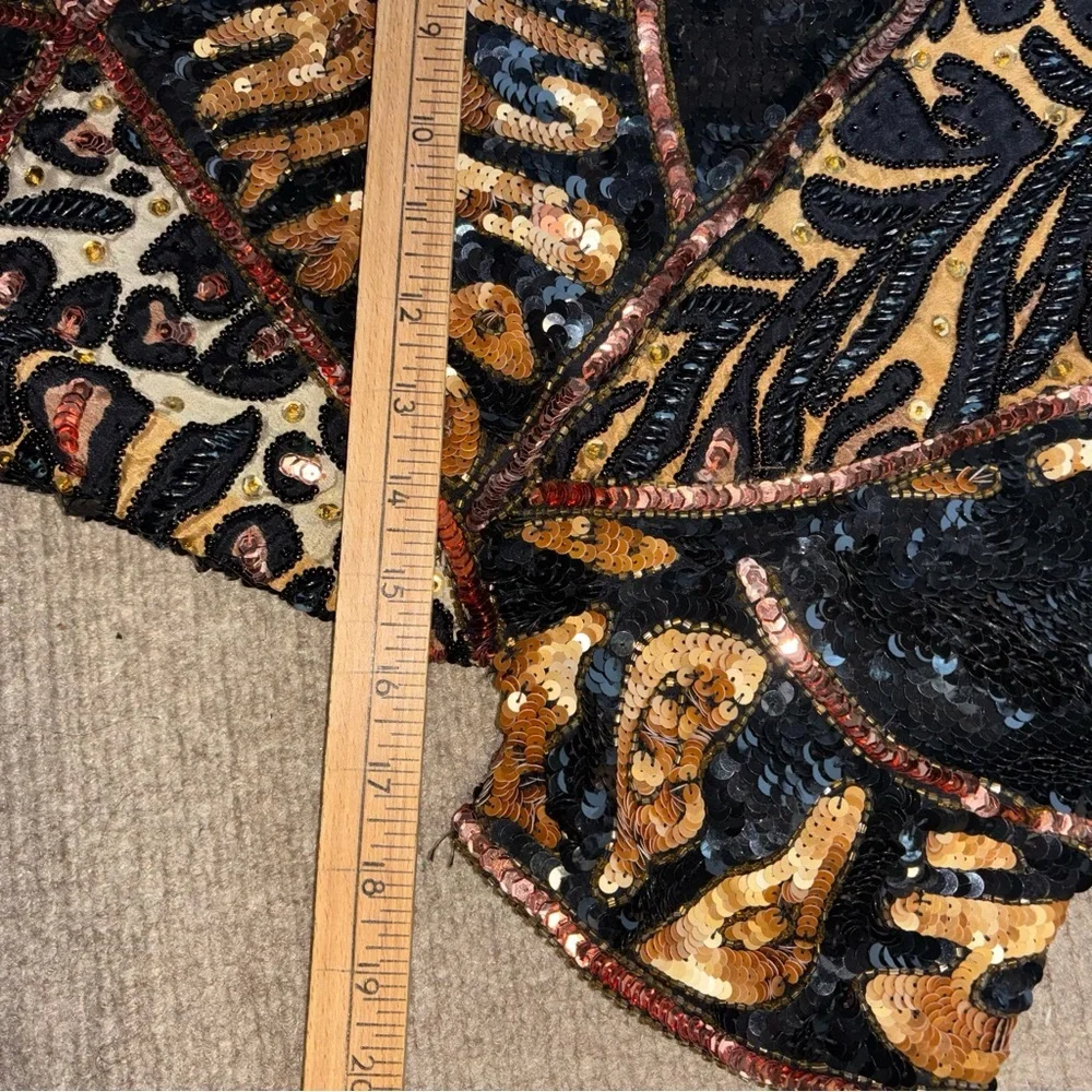 Vintage‎ Sequin Animal Pattern Dress Size small with Leopard Cheetah 80’s - Picture 11 of 14